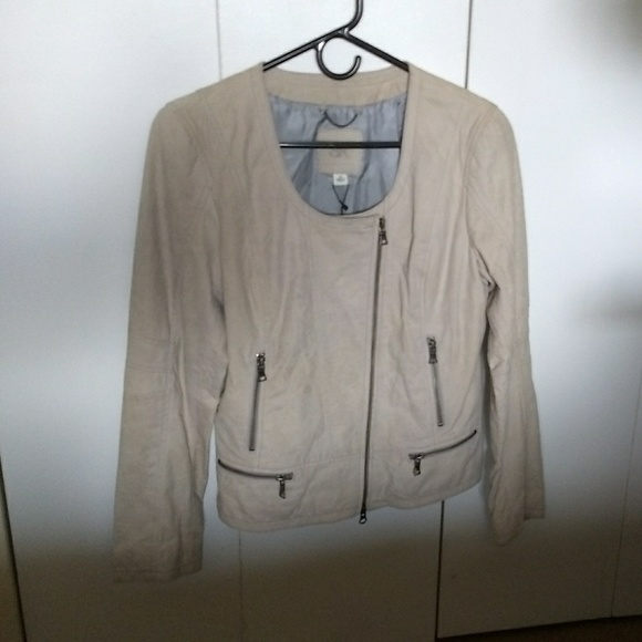 New! Banana Republic Gray Leather Jacket Size Med - Picture 1 of 7